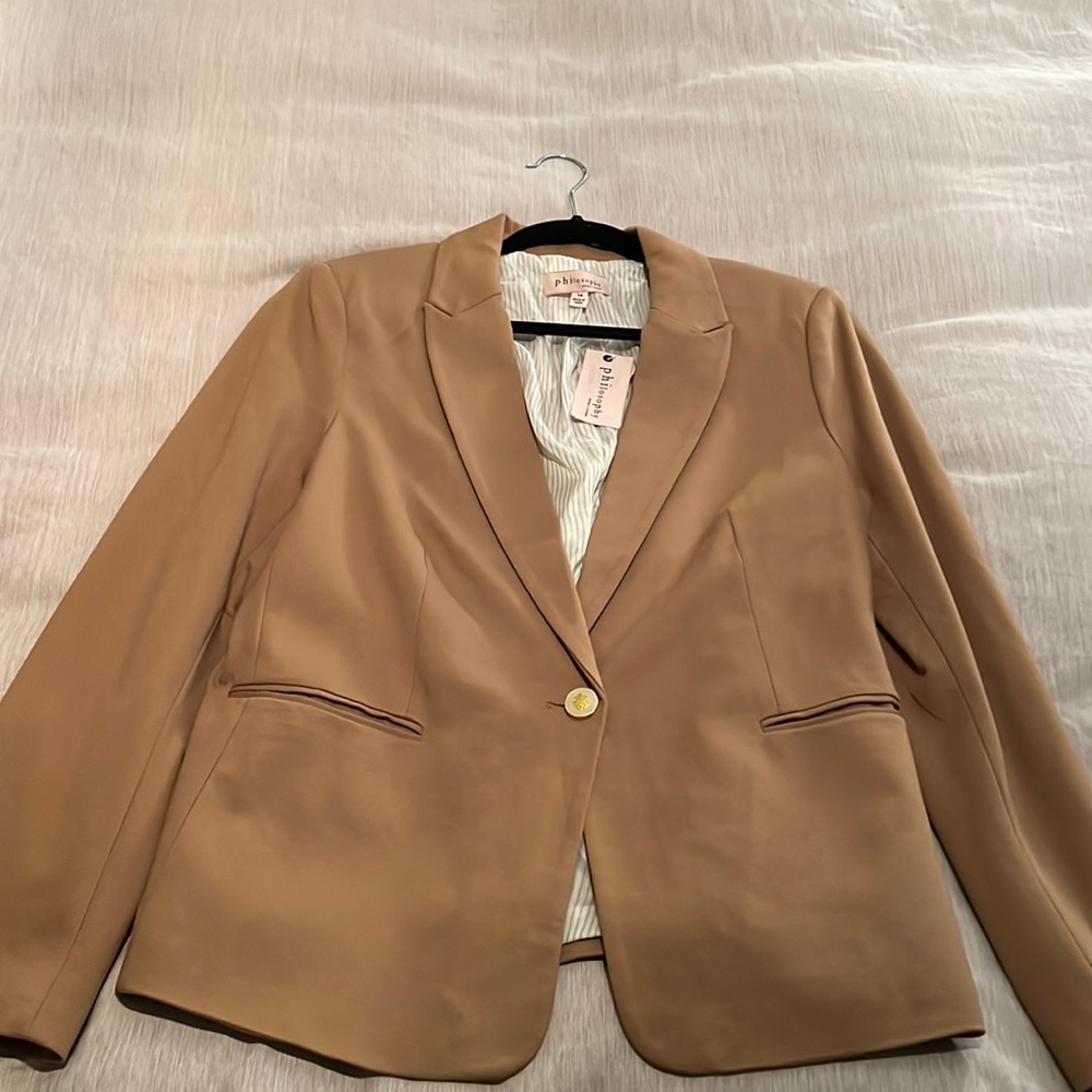 Philosophy camel women blazer size 14